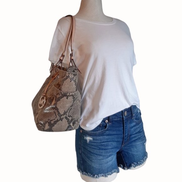 Michael Kors Jet Set Snake Print Python Leather Tote Bag - Picture 2 of 13